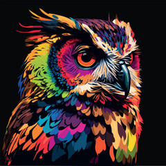 Colorful owl pop art vector illustration