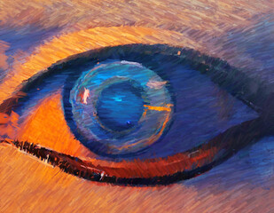 Digital painting of eye. Abstract impression of human soul. 2d illustration.