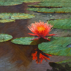 Lake plant flower. digital painting. 2d illustration.