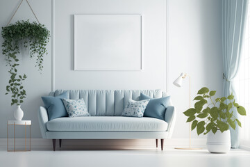 Obraz na płótnie Canvas Modern interior and mockup frame, Generative AI