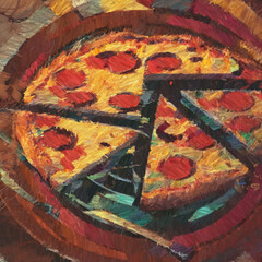 Pizza food art. 2d illustration.
