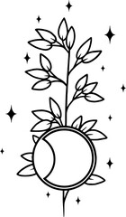 Fototapeta premium Minimalistic plants, flowers with moon