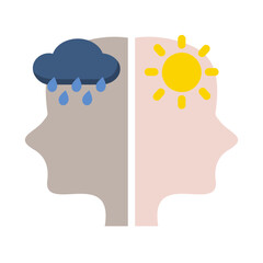 People suffering bipolar disorder. Psychological problem, Mental Health, emotion, depression concept. Flat vector design illustration.