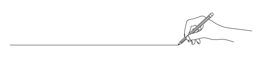 Hand holding a pencil and drawing a line, hand drawn banner