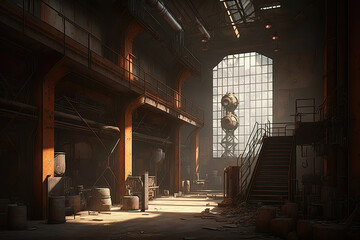 old rusty abandoned factory, generative ai