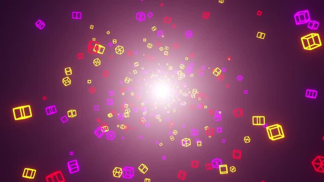 Spiral of Neon Light in a Tunnel  