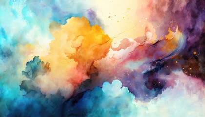 abstract watercolor background with splashes, generative ai