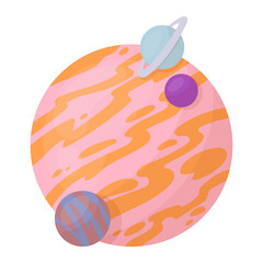 Planet. Star. Space object. Exploration of open space. Vector illustration in cartoon style.