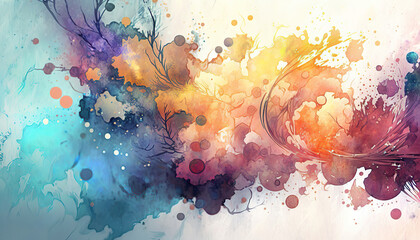 abstract watercolor background with splashes, generative ai