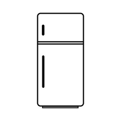 Fridge icon isolated on white background. Refrigerator illustration close-up. Cooler, freezer, cold store, condenser pictogram