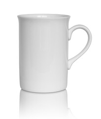 empty white cup isolated with reflect floor for mockup