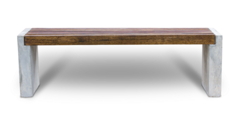 Long wooden chair isolated with clipping path