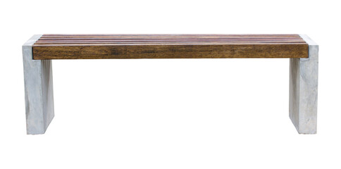 Long wooden chair isolated with clipping path