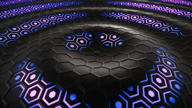 Wave Sci-fi Space exagon Blue neon Background 1