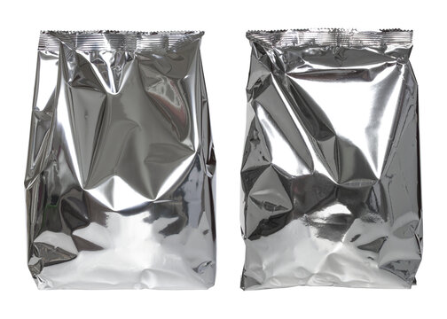 Foil package bag isolated with clipping path for mockup