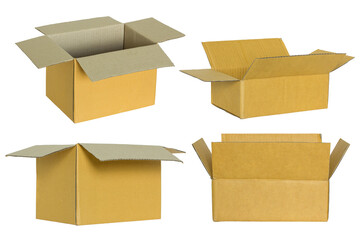 set of cardboard box isolated with clipping path for mockup
