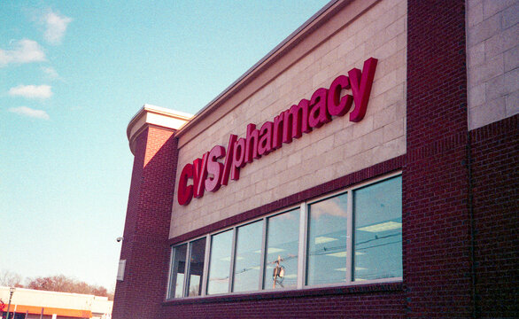 pharmacy facade on a sunny fall afternoon