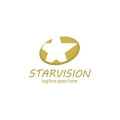 Starvision Logo Design Template with star and emblem. Perfect for business, company, mobile, app, restaurant, etc