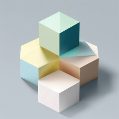 Obraz premium pentagonal prism with five rectangular faces. background for cosmetic products, mock up pedestal. AI generation.