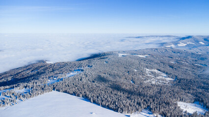 Fototapeta na wymiar Snow covered mountain range at the Pack area in Austria