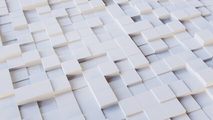 3D Futuristic cubes white background Abstract geometric mosaic grid Square tiles pattern