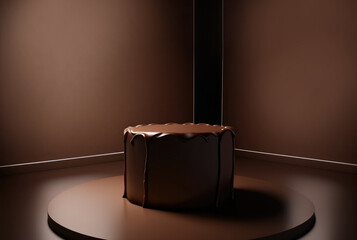 Chocolate podium mockup for product presentation created with Generative AI technology.