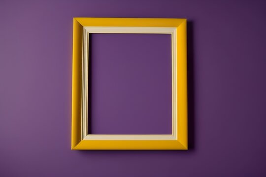 Yellow Message Frame on a Purple Background. 
Generative AI