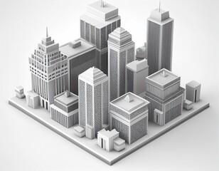 3D Skyscraper or City building without trees.  Generative AI