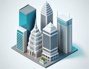 3D Skyscraper or City building without trees.  Generative AI