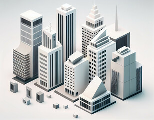 Fototapeta premium 3D Skyscraper or City building without trees. Generative AI