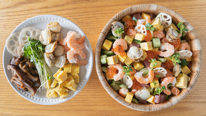 日本の料理｜ちらし寿司の調理　イメージ