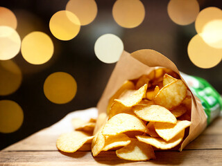 Potato Chips on a Table in a Generic Bag, Generative AI