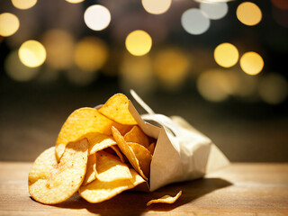 A Bag of Potato Chips on a Table, generative ai
