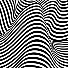 Trippy strip pattern. Horizontal background with black and white