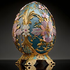 Easter egg with a very beautiful design. Slim style. Easter style. Religious holiday. Fabegee ornament. Generative art.
