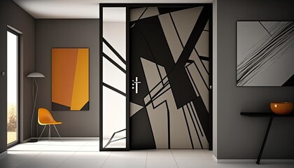 interior, modern door with abstract designed
