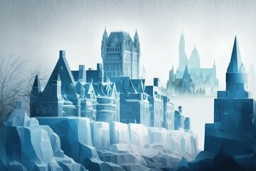 Quebec City Ice Castle. Generative AI