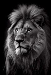 Schwarz weiß Portrait von einem Löwe. Perfektes Wandbild - Generative Ai