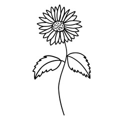 Flower in outline doodle flat style. Vector illustration isolated on white background.