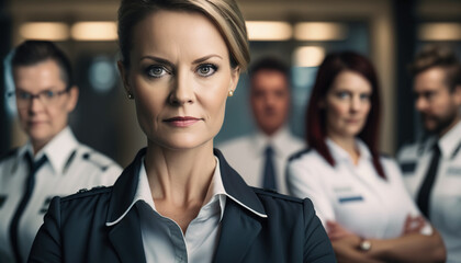 group portrait of modern pilots generative AI