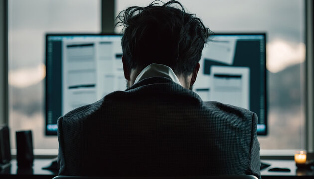 Stock trader in despair, collapse of assets and stock exchanges