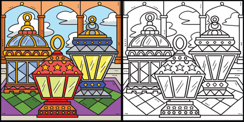  Ramadan Lantern Coloring Page Illustration