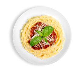 Tasty Italian pasta with tomato sauce