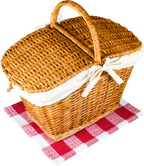 Wooden big wicker picnic basket