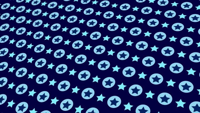 Animated abstract pattern with star geometric elements. blue gradient background