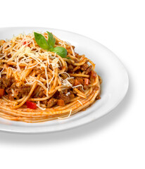 pasta with meatballs and parsley with tomato sauce