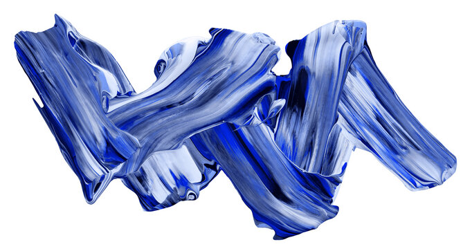 Abstract Paint Stroke Fluid Liquid Blue isolate element 