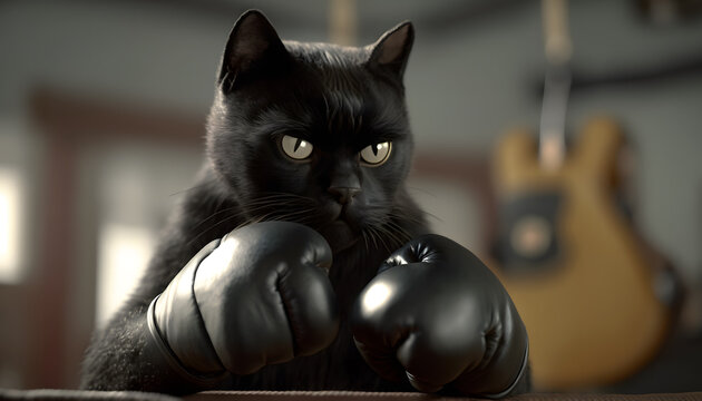 Cat as a boxer created with generative AI technology