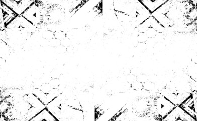Monochrome texture composed of irregular graphic elements. Distressed uneven grunge background. Abstract vector illustration. Overlay for interesting effect and depth. Isolated on white background.