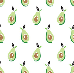 Seamless pattern with avocado. Healthy vegan food. Vector illustration.